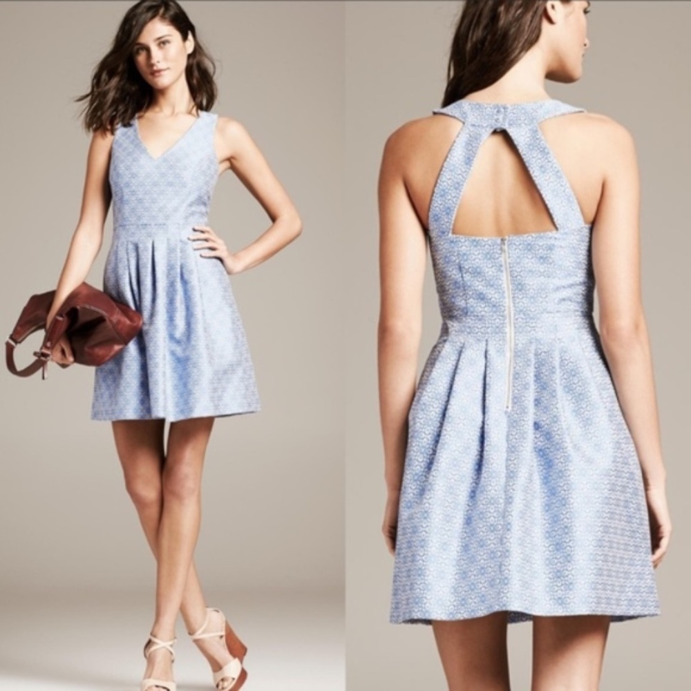 Banana Republic Jacquar Floral Fit and Flare Dress